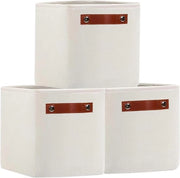 Cassa di Stoccaggio Stoffa Pieghevole Manubri di Vestiti Scatole Bianche 30 x 30 x 30 cm Cassa di Stoccaggio