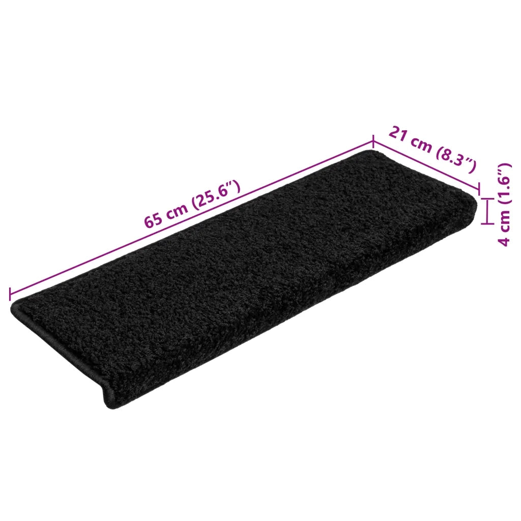 Tappetini per scale 10 pz 65x21x4 cm Nero Bordo rettangolare 149817