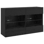 Mobile TV da Parete | Armadietto TV | Mobile Porta TV con LED Rovere Nero 98,5 x 30 x 60,5 cm