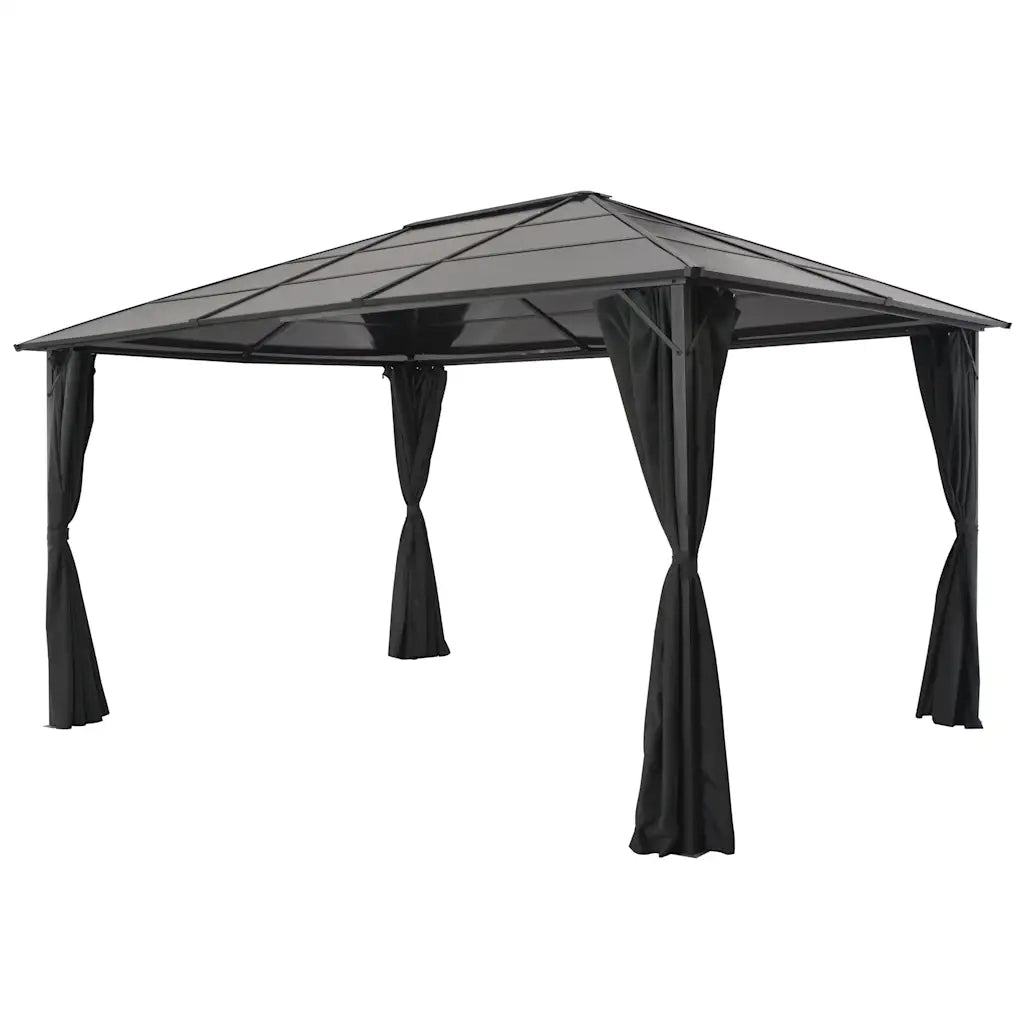 Gazebo con Tende in Alluminio 4x3x2,6 m Nero 44642
