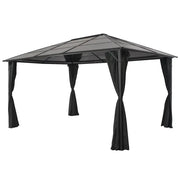 Gazebo con Tende in Alluminio 4x3x2,6 m Nero 44642