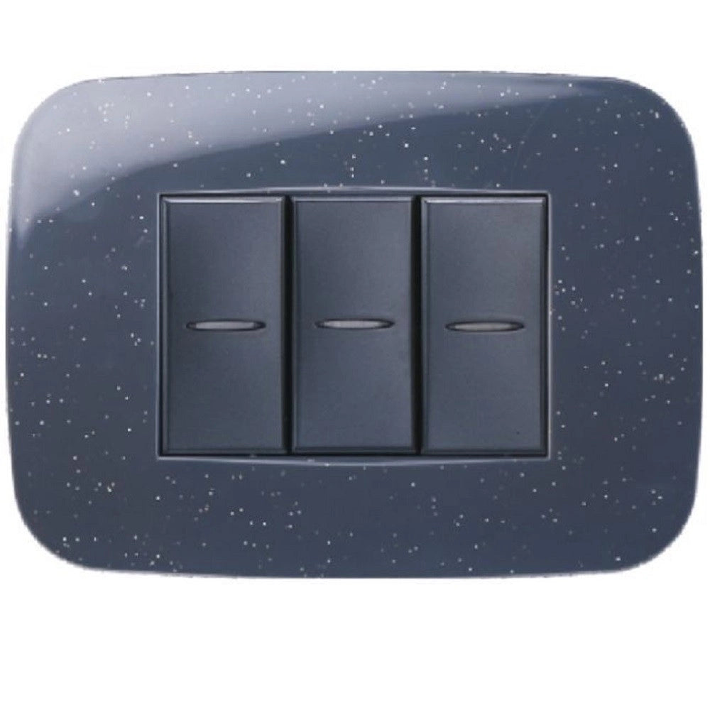 Trade Shop - Placca Futura 3 4 6 Moduli Nero Flash Compatibile Con Bticino Axolute -