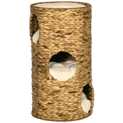 Casetta per Gatti con 3 Livelli e 3 Ingressi ¨C zephmum ¨C Marrone Chiaro e Crema 40x40x73