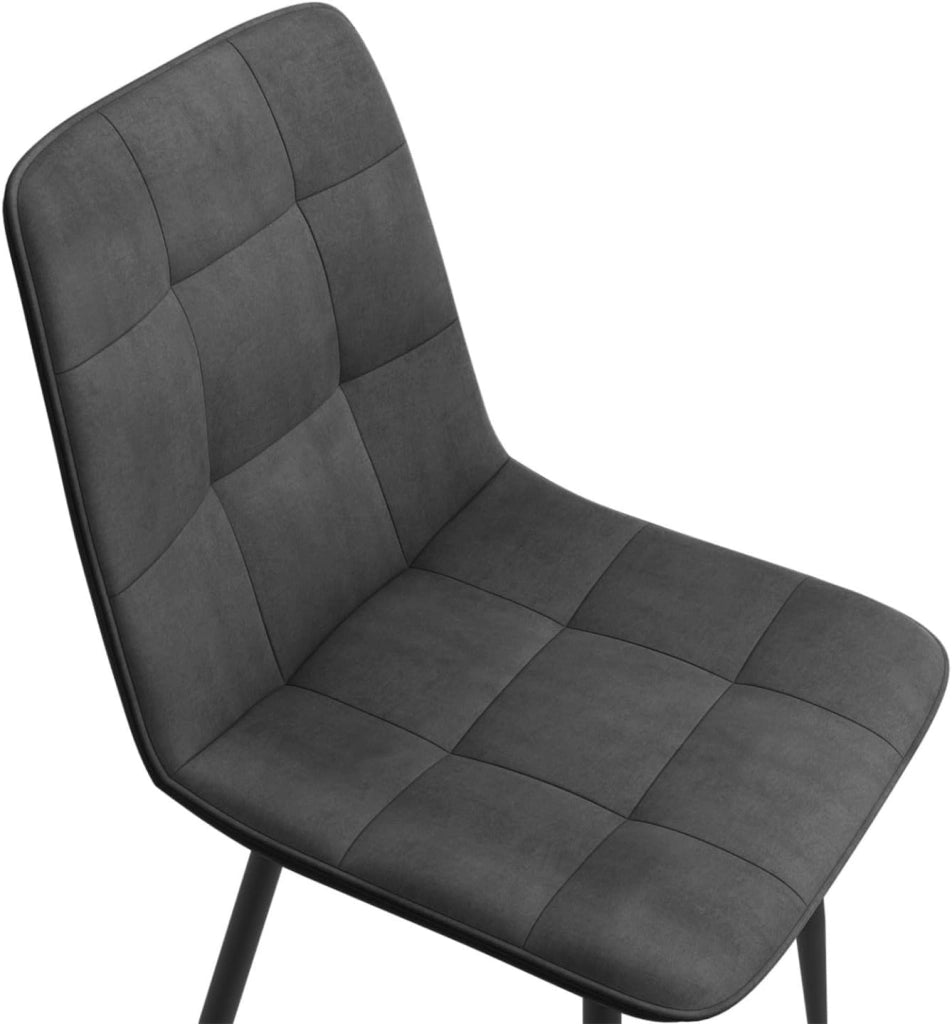 Set di 6 sedie MILA in velluto misto verde x2, grigio scuro x2, grigio chiaro, giallo