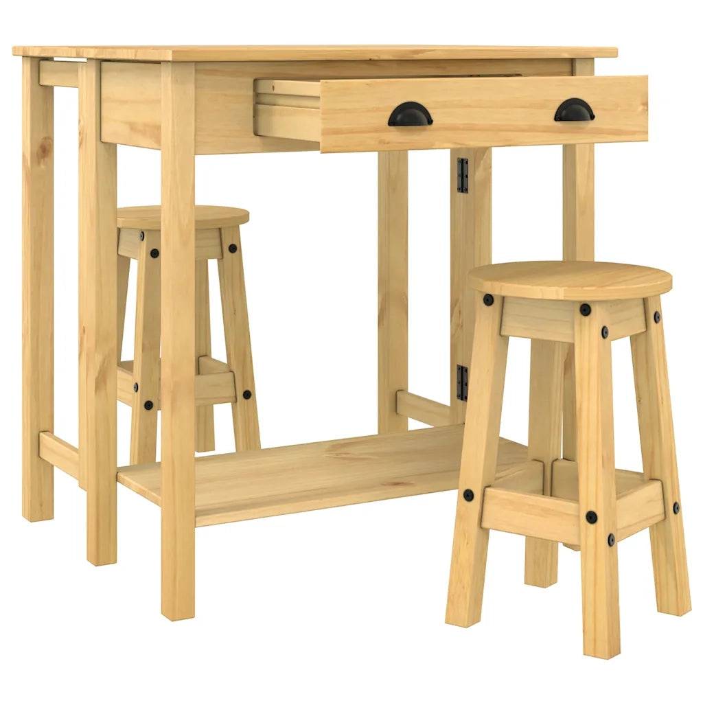Set da Bar 3 pz in Legno Massello di Pino CFW8301877