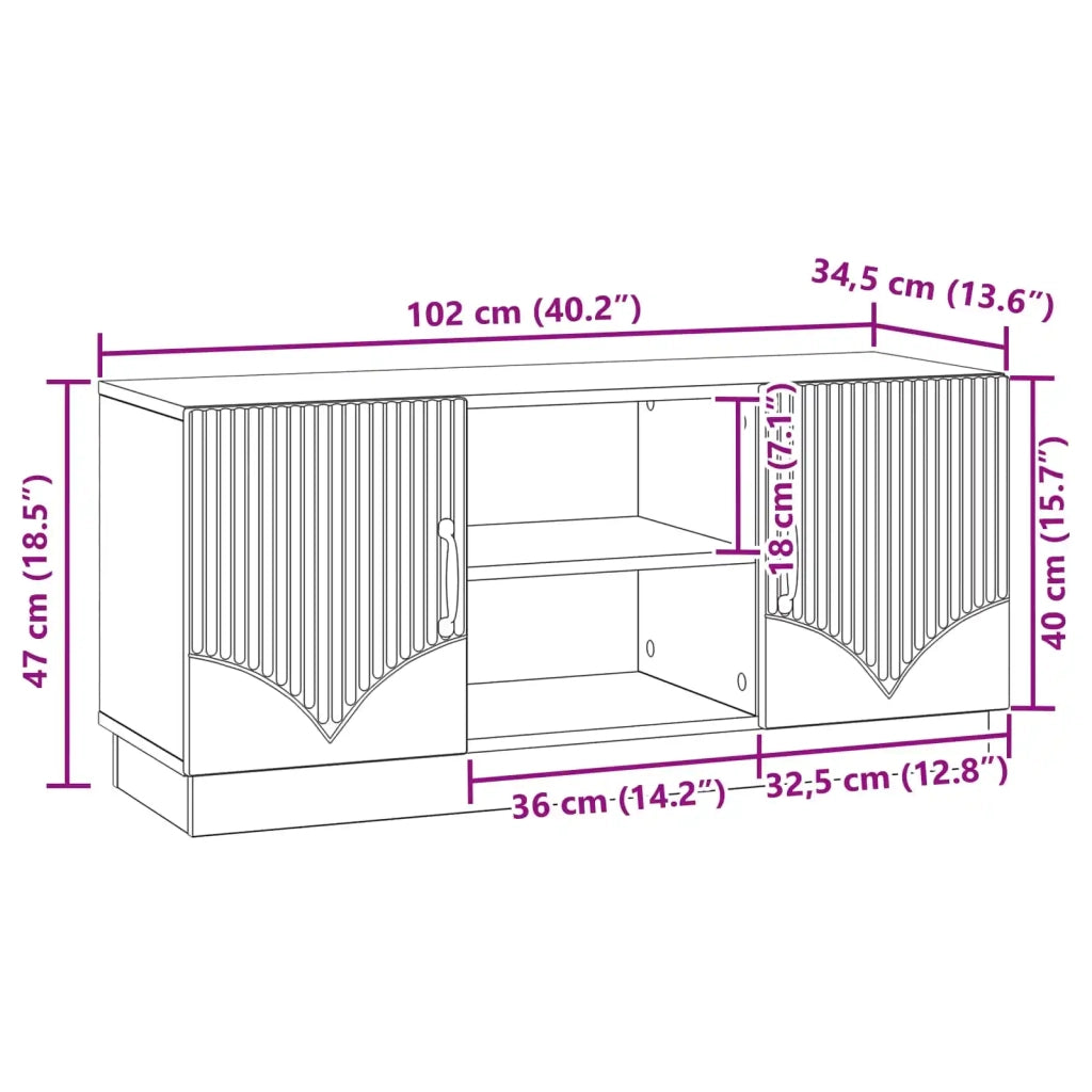 Mobile TV Grigio Sonoma 102 x 34,5 x 47 cm Legno ingegnerizzato