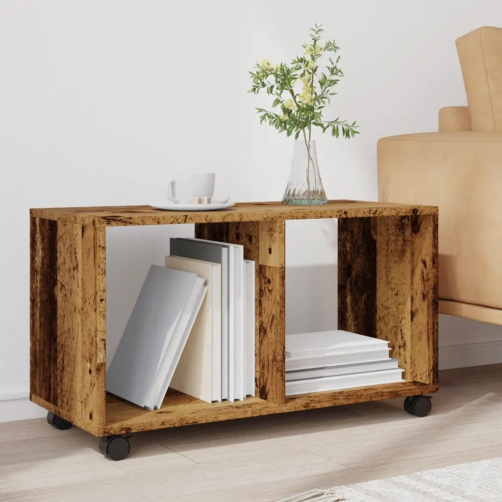 Mobiletto con Ruote Legno Antico 72x33x42,5 cm in Truciolato CFW5550022