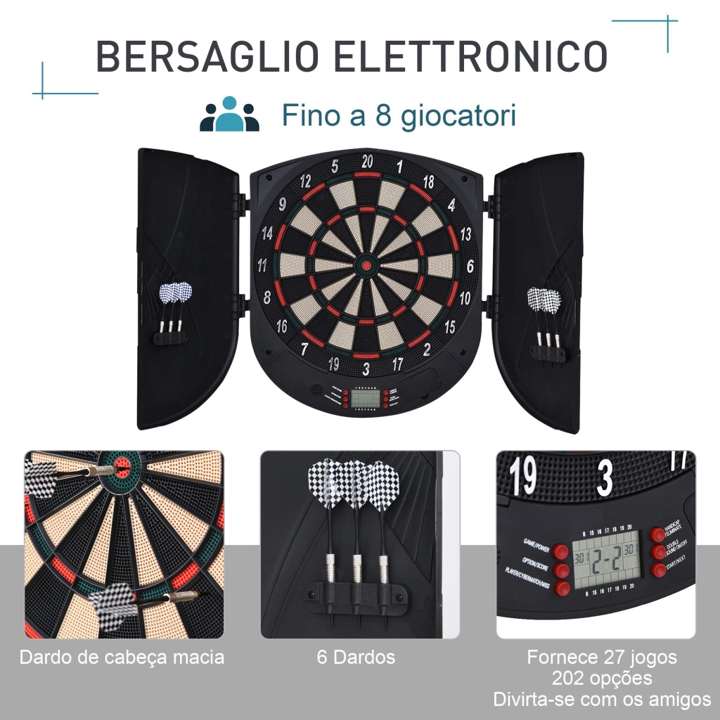 EasyComfort Bersaglio Freccette Elettronico per 8 Giocatori con 6 Freccette, Schermo LCD, 2 Porte e 26 Modalità di Gioco