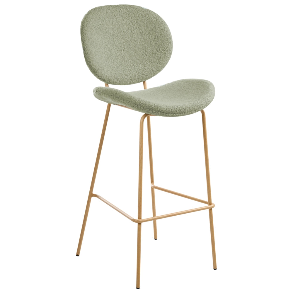 Set di 2 sedie con gambe senza braccioli Bouclè PU Gambe in ferro nero Design contemporaneo e retrò Sedute per la sala da pranzo verde chiaro