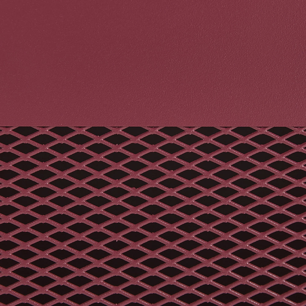 Comodino metallo rosso scuro 45 x 35 cm ante a rete camera da letto moderna industriale