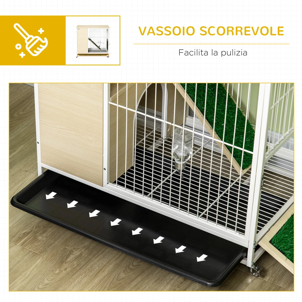 Gabbia per Conigli con Serbatoio d'Acqua e Vassoio ¨C Zephmum ¨C 78x52.5x76.5 cm