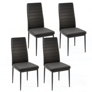 Set di 4 sedie da pranzo imbottite, Sedia senza braccioli con schienale e sedile imbottiti Nero-Sgabelli da bar