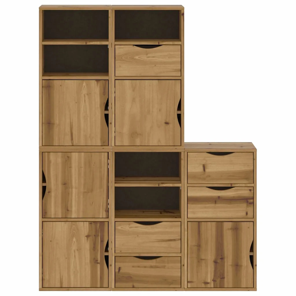 Armadietti Laterali 5 pz ODDA 40x24x79 cm Legno Massello Pino