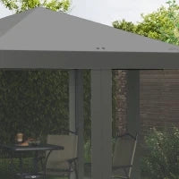Pergola Pop-up Pieghevole, Stile Coloniale, 3 x 3 m 4, Zanzariere, con Borsa da Trasporto, Grigio