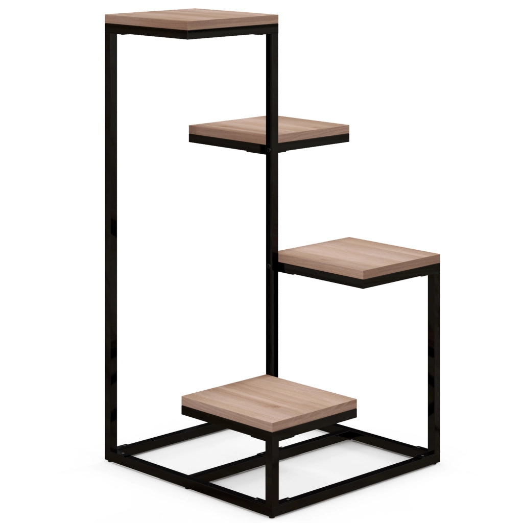 Scaffale per Piante a 4 Livelli in Legno e Metallo ¨C Zephmum ¨C Marrone e Nero 40x40x75.5 cm