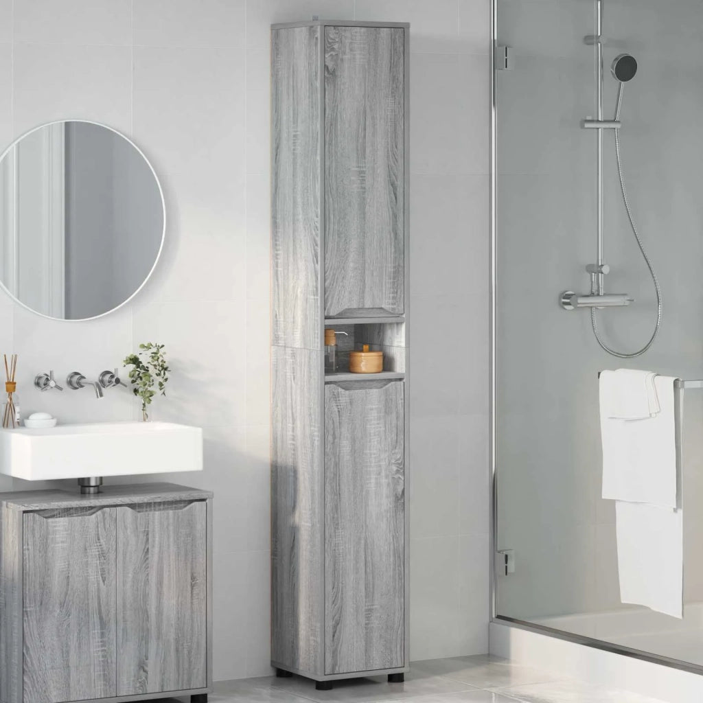 Mobile da Bagno con porta Grigio Sonoma 30,5 x 30 x 195 cm 888763