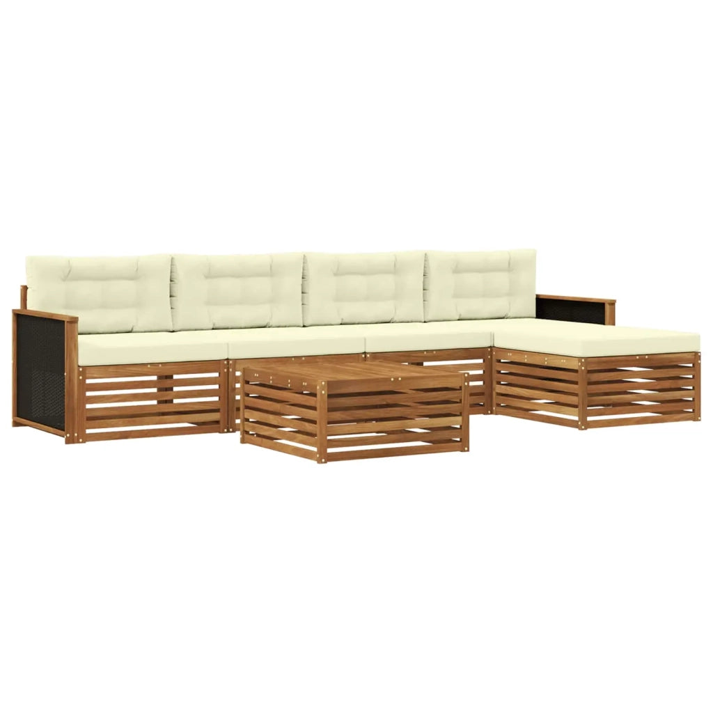 Set di divani da esterno 6 pcs Naturale e Crema 79 x 79 x 37 cm