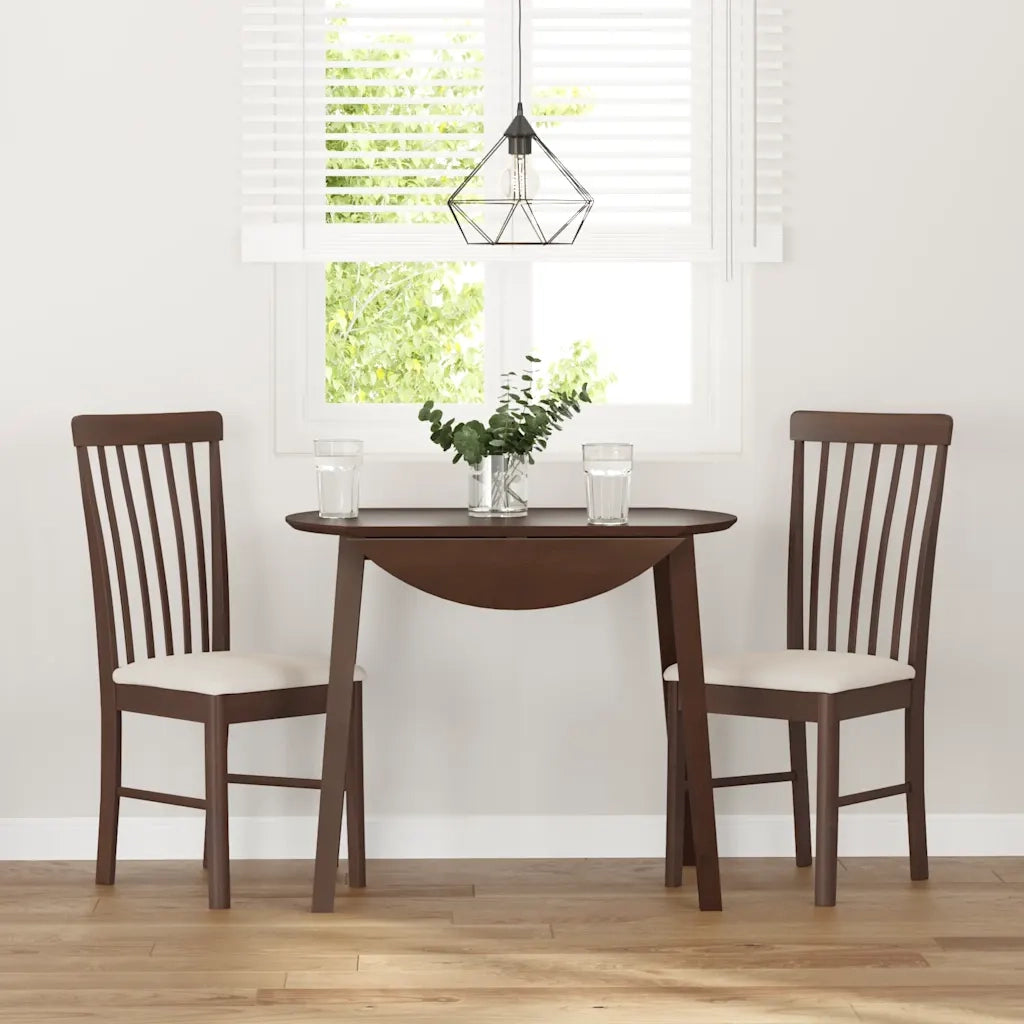 Sedie da Pranzo con Cuscini 2pz Marrone Legno Massello di Hevea 4102499