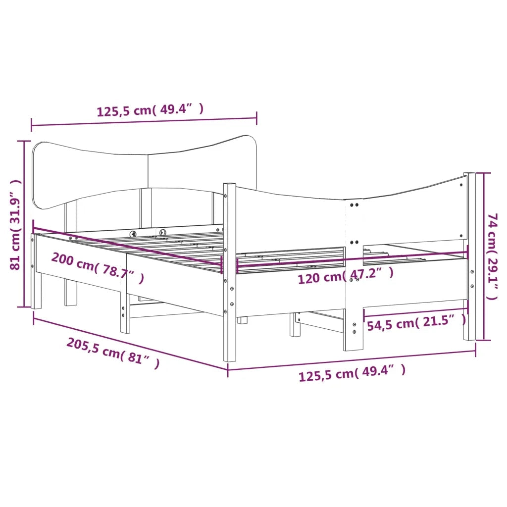 Giroletto senza Materasso Marrone Cera 120x200 cm Legno di Pino