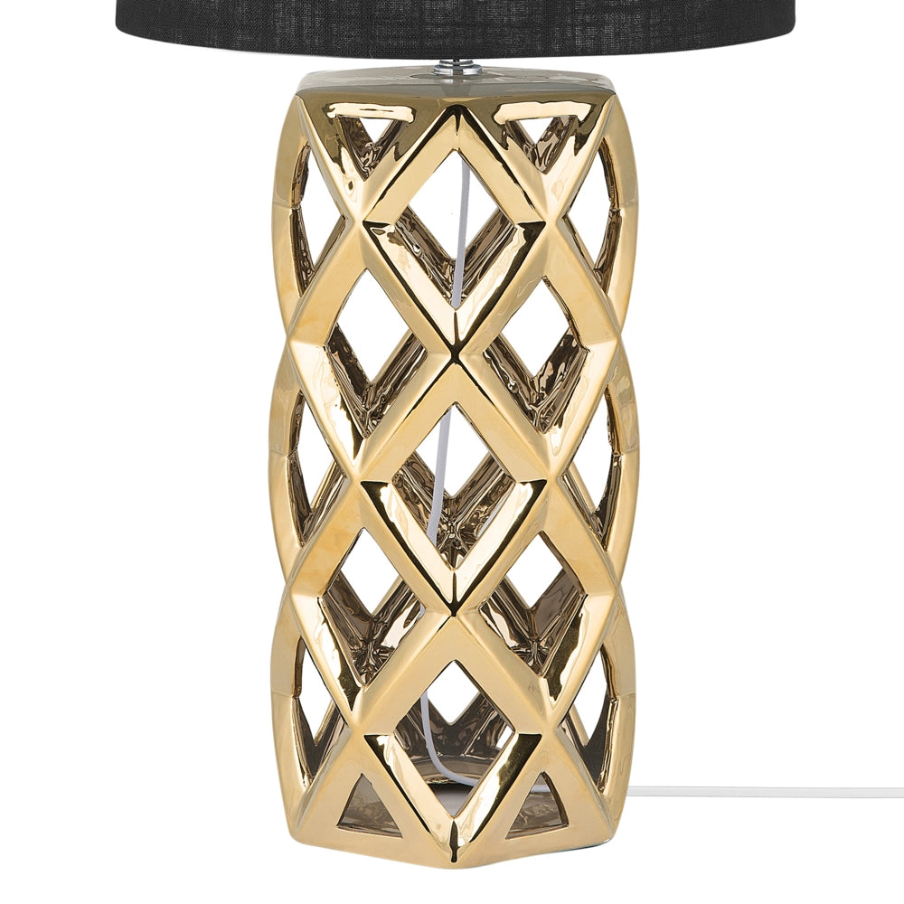 Lampada da Tavolo Base Dorata con Paralume Tamburo di colore ero abat jour  design moderno