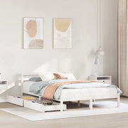 Letto senza Materasso-Struttura Letto Bianco 135x190 cm Legno Massello di Pino 293863