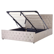 Letto Moderno Una Piazza e Mezzo con Contenitore Velluto Beige160 x 200 cm