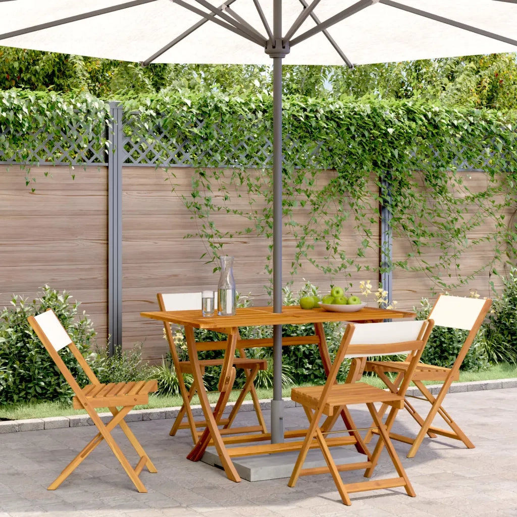 Sedie da Giardino Pieghevoli 4 pz | Sedie da Esterno Bianco Crema Tessuto e Legno