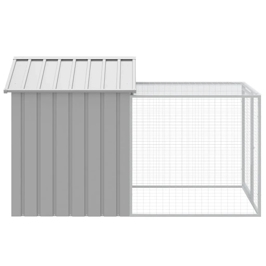 Gabbia per polli con recinto grigio chiaro 117x201x123 cm in acciaio zincato 172354