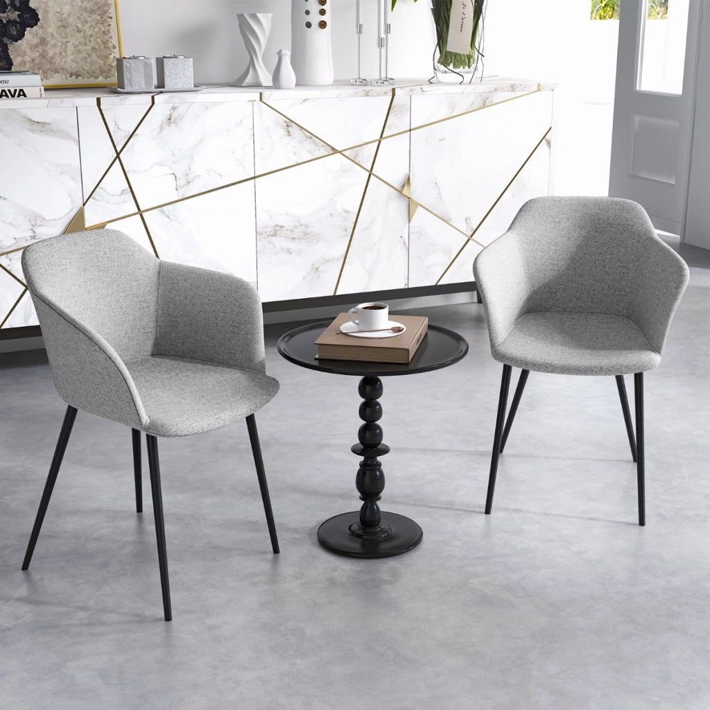 Set di 2 sedie da pranzo imbottita con schienale ergonomico ampi braccioli, 2 Sedie moderne ed eleganti Grigio chiaro