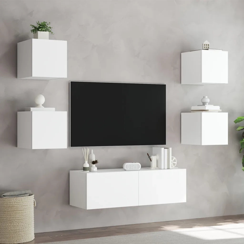 Mobili TV a Muro 5pz con Luci LED Bianchi 3216860