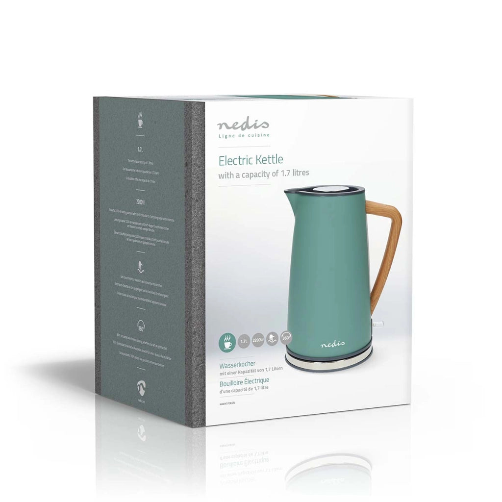 Bollitore elettrico Soft Touch 2200W da 1,7 l con regolatore Strix Verde acqua Nedis