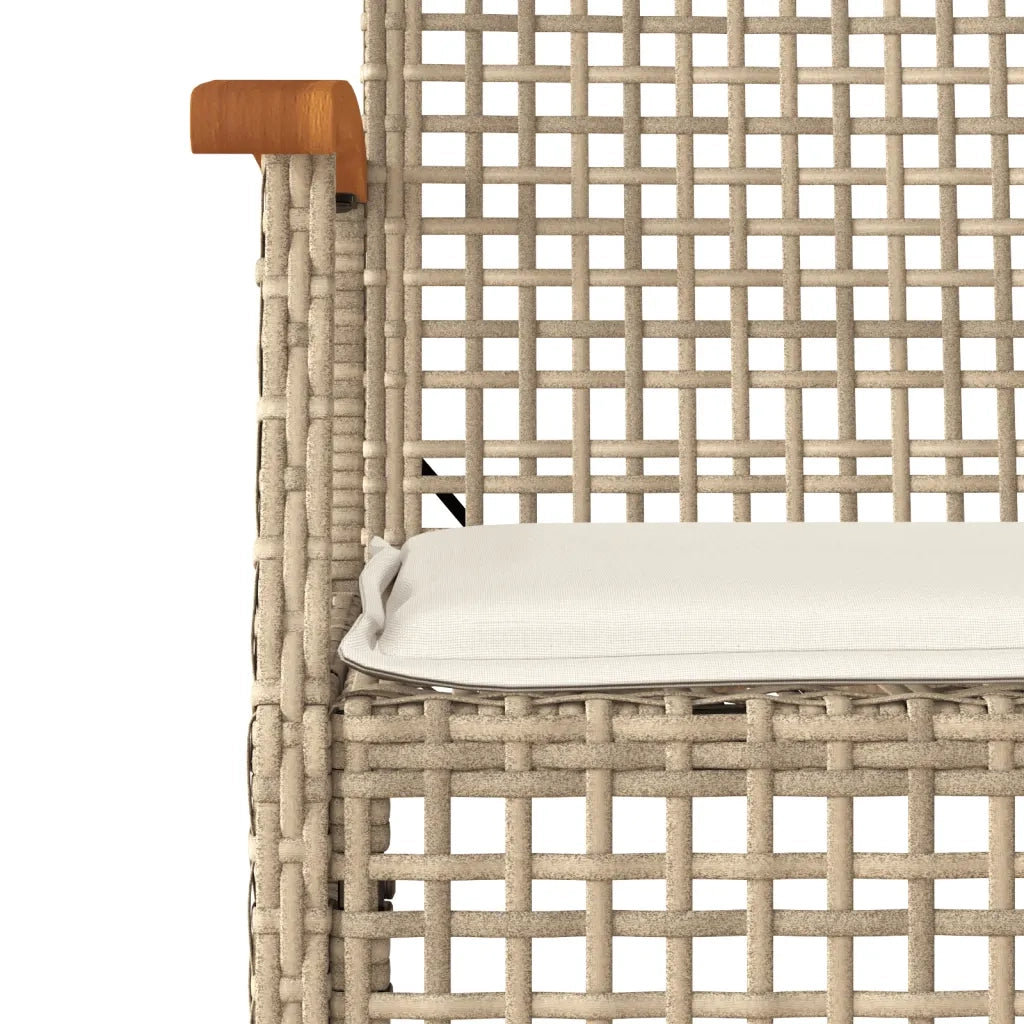Set da Pranzo da Giardino 4 pz con Cuscini Beige in Polyrattan