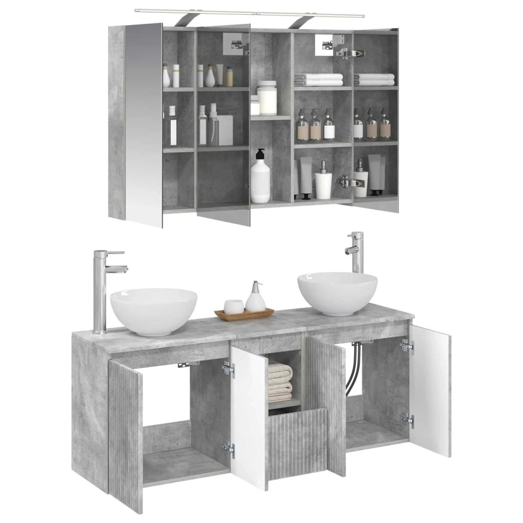 Set di Armadi da Bagno 4 pcs Grigio Cemento 100 x 14,5 x 70 cm 3406338