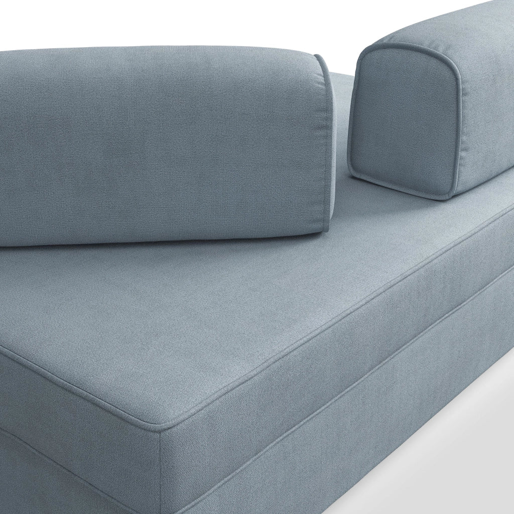 Liberty Divano con pouf estraibile e schienali movibili in tessuto morbido impermeabile T02 180 cm carta da zucchero