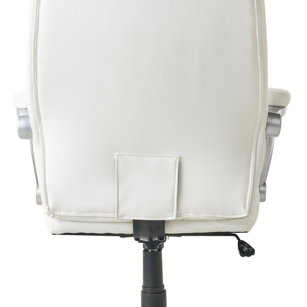 Sedia da ufficio direzionale Rivestimento in ecopelle bianco sporco Regolazione dell'altezza del sedile Imbottitura girevole