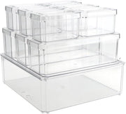 Contenitore di conservazione per frigorifero 10 pezzi - Organizzatori trasparenti - Cassetti da archiviazione sovrapposti - Fessure di scarico - Materiale plastico - Spazio risparmiato - Organizzatore per frigorifero