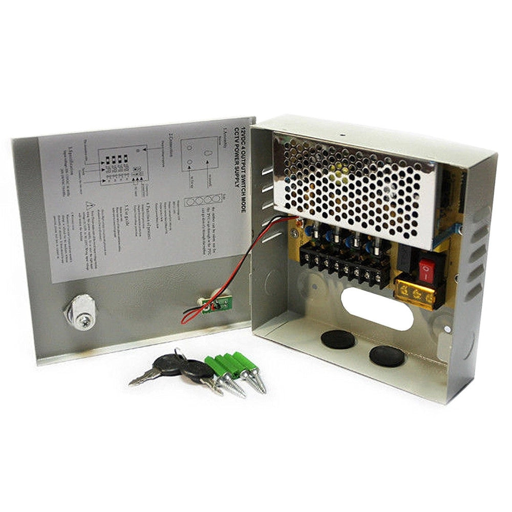 Trade Shop - Rack Box Alimentatore Stabilizzato 4 Uscite Canali Centralina Telecamera Dc Cctv -