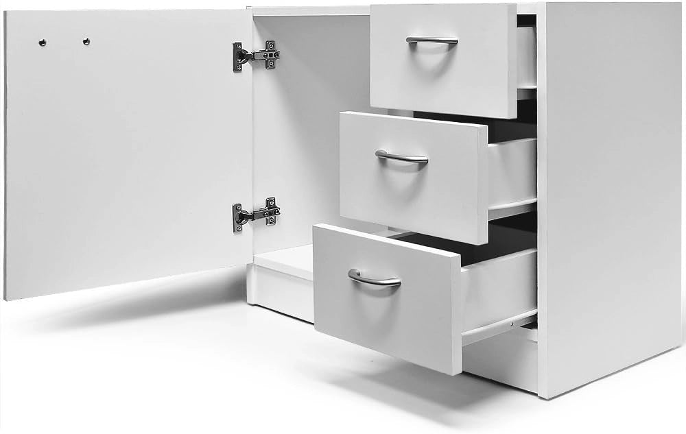 ® Armadietto Sottolavabo 63X54x30 Ripiano con Anta 3 cassetti Mobile da Bagno a Terra Mobiletto Sottolavandino