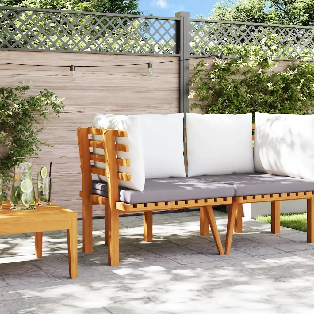 Divano Angolare da Giardino con Cuscini-Sofa da Giardino-Divanetto da esterno in Legno d'Acacia