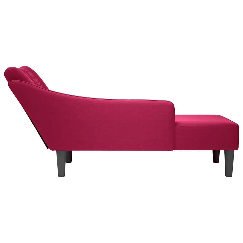 Sdraio con Bracciolo Destro in Velluto Rosso Vino CFW4521402