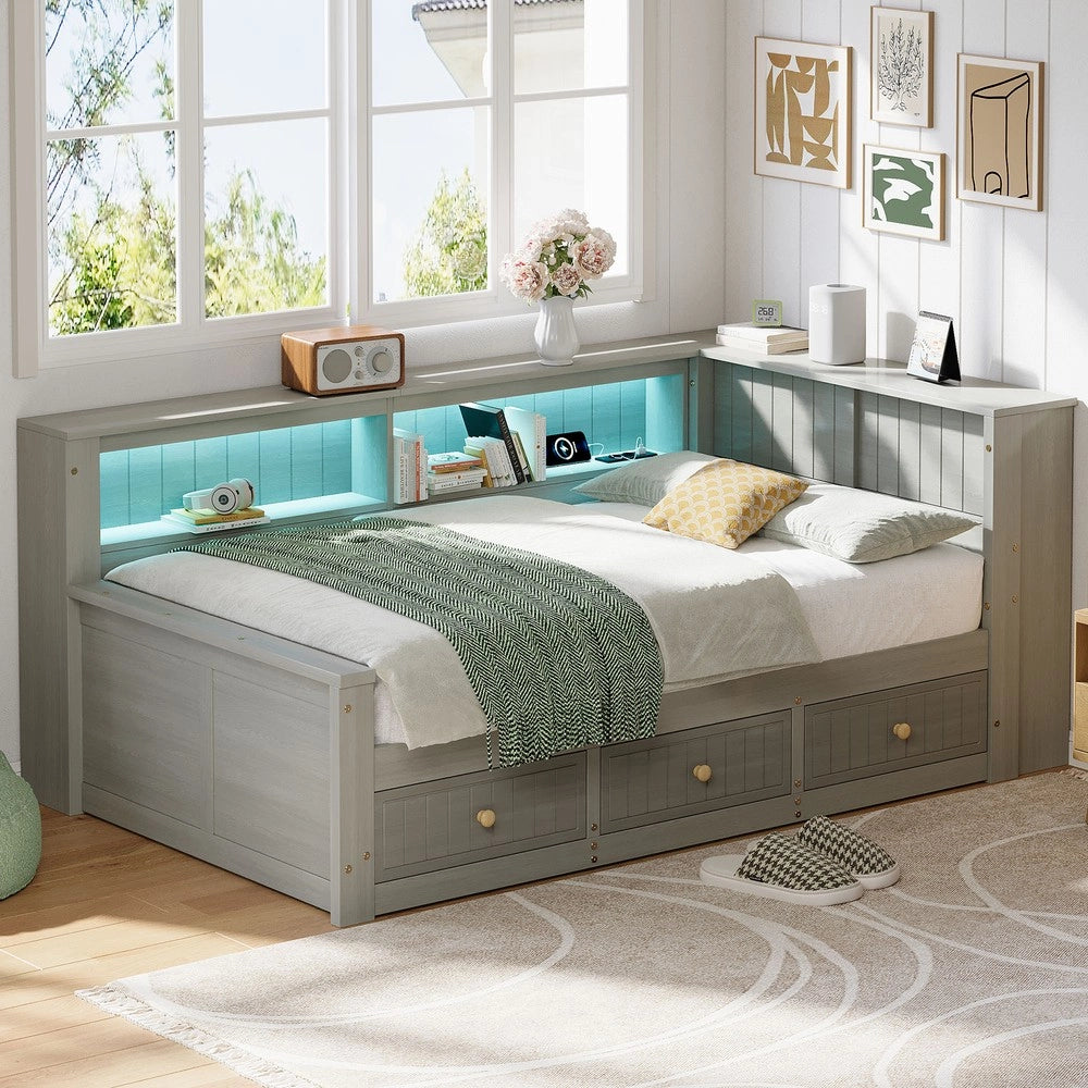 Letto Contenitore in Legno con Cassetti ¨C MINIMAL ¨C Grigio 90x200