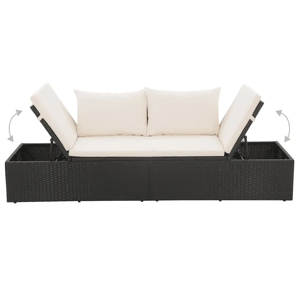 Lettino da Giardino Nero 195x60 cm in Polyrattan 43953