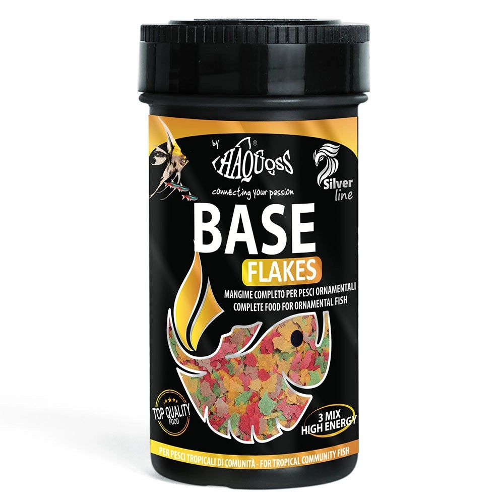 Haquoss Base Flake - mangime in fiocchi con beta-glucano e astaxanthina  per tutti i pesci tropicali Formato: 250 ml