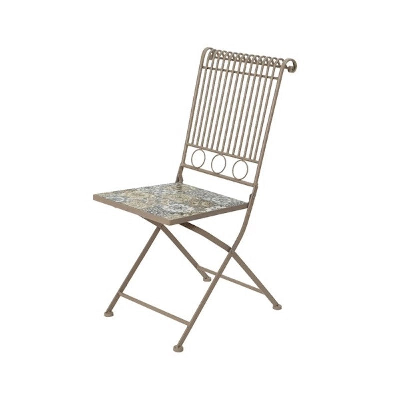 Sedia pieghevole toulouse con decorazione mosaico 45x38x90cm