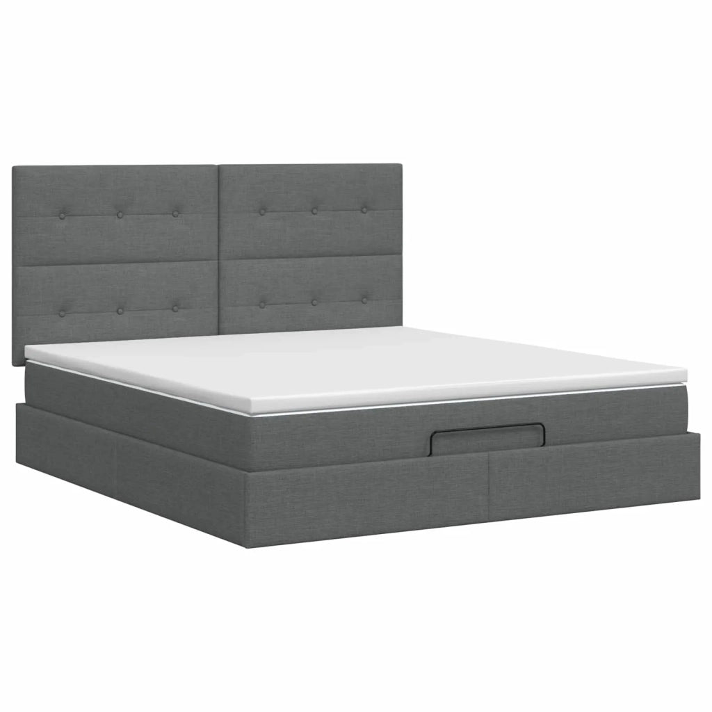Letto ottomano con materasso Grigio Scuro 140 x 190 cm Tessuto 3457488