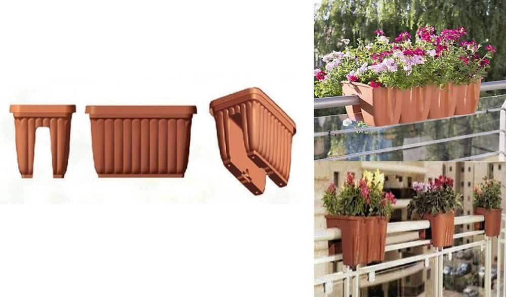 Balconiera doppia dorica colore terracotta 50 cm