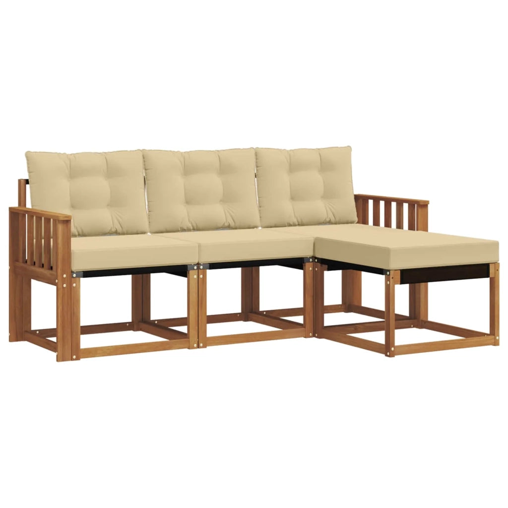 Set di divani da esterno con cuscino 4 pcs Naturale e Beige