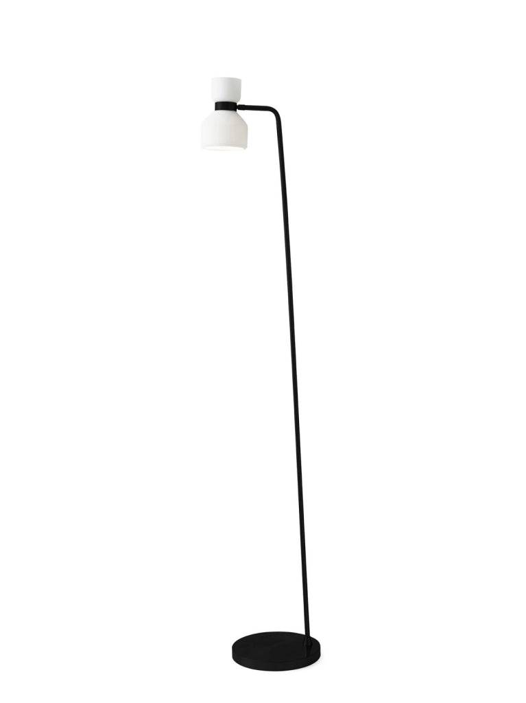 FIFTY LAMPADA DA TERRA STRUTTURA NERA VETRO BIANCO OPALE ATTACCO E14