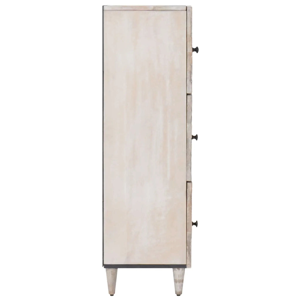 Mobile Alto Bianco 40 x 33,5 x 110 cm Legno di mango massello