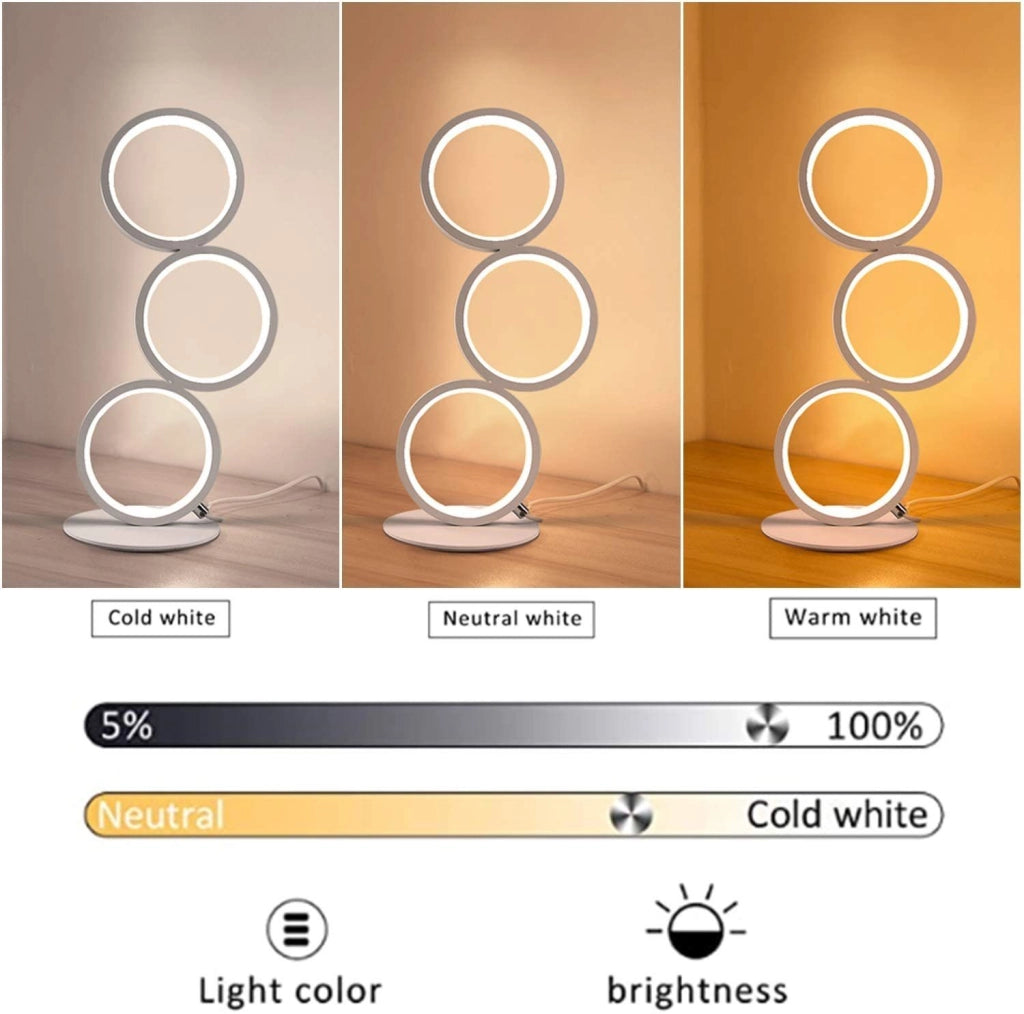 ZMH Lampada da tavolo LED moderna anello alluminio notte decorativa per comodino camera letto